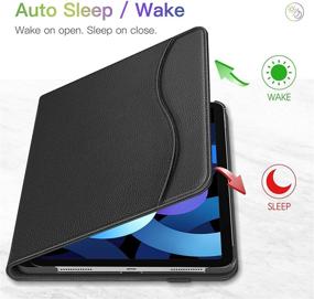 img 2 attached to 📱 Fintie iPad Air 4 Case 10.9 Inch 2020 with Pencil Holder, Multi-Angle Viewing Cover & Pocket, Supports Pencil 2nd Gen Charging, Auto Sleep/Wake - Black