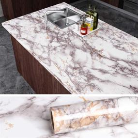 img 4 attached to 🏡 Enhance Your Home with VEELIKE Grey Marble Contact Paper: Peel and Stick Waterproof Wallpaper for Countertop, Kitchen Wall, Cabinets, and More!