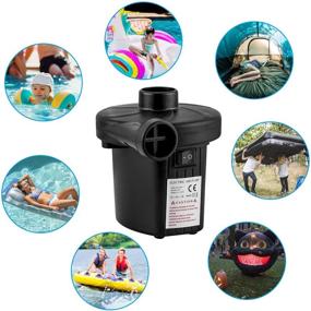 img 4 attached to 🔌 Qiandy Portable Electric Air Pump - 100-240V AC & 12V DC Quick-Fill Inflator/Deflator for Outdoor Camping, Air Mattress Beds, Cushions, Swimming Ring - Includes 3 Nozzles