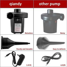 img 1 attached to 🔌 Qiandy Portable Electric Air Pump - 100-240V AC & 12V DC Quick-Fill Inflator/Deflator for Outdoor Camping, Air Mattress Beds, Cushions, Swimming Ring - Includes 3 Nozzles
