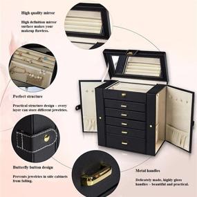 img 2 attached to 💼 Kendal Huge Leather Jewelry Box: Ultimate Black Storage for All Your Precious Accessories