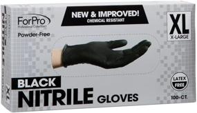 img 2 attached to 🧤 ForPro Disposable Nitrile Gloves – Chemical Resistant, Powder-Free, Latex-Free, Non-Sterile – Black, X-Large, 100-Count