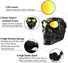 img 1 attached to 🏍️ BOROLA E-Series Carbon Fiber Off-Road Motorcycle Riding Mask with Polarized Lens and Spooky Skull Face Design, Protects from Sand and Dust (Cosplay Role Cos Mask)