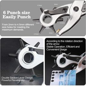 img 2 attached to 🔧 XOOL Heavy Duty Rotary Puncher - Hole Punch Tool with Multiple Sizes for Leather Belts, Watch Bands, Straps, Dog Collars, Saddles, Shoes, Fabric - Ideal for DIY Home Crafts & Projects