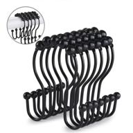 🚿 goowin stainless steel shower curtain hooks - 12 pcs black roller rings for bathroom shower curtains, rust-resistant & anti-drop sliding hooks logo