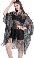 🌸 stunning ladiery women's floral lace shawl scarf: graceful tassels, soft mesh & draping fringe for wedding evening party dresses logo