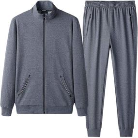 img 4 attached to DOSLAVIDA Sweatsuits Athletic Tracksuit Sportswear Men's Clothing