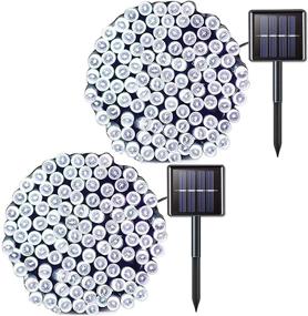 img 4 attached to 🌟 JMEXSUSS 2 Pack Solar String Lights: 200LED 75.5ft, 8 Modes for Christmas Decor, Outdoors - Waterproof White Solar Christmas Lights for Gardens, Weddings, Parties, and more