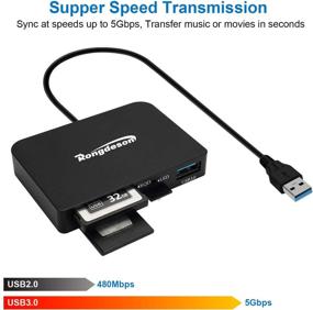 img 3 attached to 📸 Rongdeson Aluminum XQD Card Reader: Upgraded Version with Super Speed USB 3.0 Hub Adapter for XQD/SD/TF Card Readers