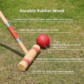 img 3 attached to 🏑 Six Player Croquet Set by Pointyard - 28’’ Wooden Mallets, Colored Balls, Wickets, Stakes - Ideal for Adults, Kids, and Family Fun - Perfect Lawn, Backyard, or Park Game - Comes with Carry Bag