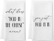 🧀 saukore funny kitchen towels, cheese folding dish towels set, highly absorbent hand towels - 2 pack decorative waffle weave dish towels, adorable thanksgiving, christmas, housewarming gifts logo