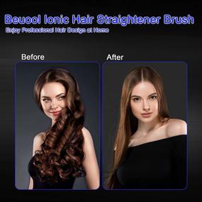 img 3 attached to 💇 Щетка для выпрямления волос Beuool Ionic - 8 температурных режимов для шелковистых волос без пушистости, автоматическое отключение и защита от ожогов, профессиональный салон на дому черно-синего цвета