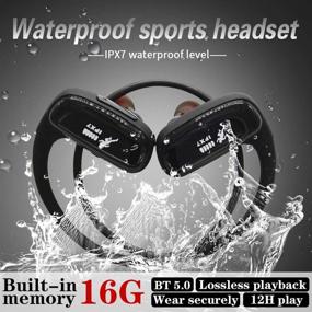 img 3 attached to IPX7 Waterproof Sports Wireless Stereo Earbuds with Built-in Memory - 16GB MP3 Player + Bluetooth Headset + Swimming Headphone + Running Earphone (Black)