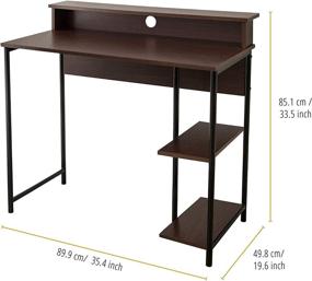 img 3 attached to 🏢 Teamson Home Nathan 35-Inch Modern Wood Home Office Study Computer Desk for Small Spaces with Shelves - Brown