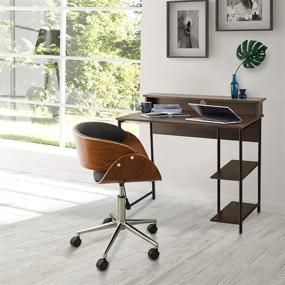 img 2 attached to 🏢 Teamson Home Nathan 35-Inch Modern Wood Home Office Study Computer Desk for Small Spaces with Shelves - Brown