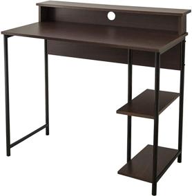 img 4 attached to 🏢 Teamson Home Nathan 35-Inch Modern Wood Home Office Study Computer Desk for Small Spaces with Shelves - Brown