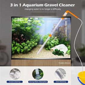 img 3 attached to 🐠 IREENUO 3-in-1 Gravel Vacuum for Aquarium, Fish Tank Siphon Vacuum Cleaning with Water Hose Controller Clamp and Air-Pressing Water Changer Kit