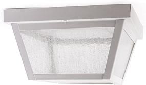 img 4 attached to CORAMDEO 9.25” Square Ceiling Light for Entry Porch & Outdoor Hallway - Damp Location Rated, 1200 Lumens, 3K Warm White LED, Seedy Glass & White Powder Coat Finish