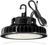 💡 hykolity led high bay light fixture 150w dimmable, 5000k 21,000lm ufo design with 5ft cable w/ us plug [equivalent to 250w/400w mh/hps], ideal for commercial warehouse in wet locations logo