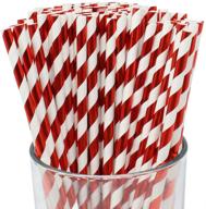 🌱 just artifacts premium biodegradable striped paper straws (set of 100) – striped, metallic red: eco-friendly sipping solution logo