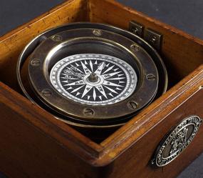 img 1 attached to French Wood Lifeboat Compass by Authentic Models - Brown, 4.7 x 3.3 x 4.7 Inches