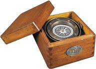 french wood lifeboat compass by authentic models - brown, 4.7 x 3.3 x 4.7 inches логотип