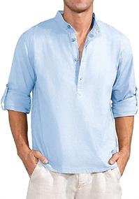 img 3 attached to JEKAOYI Cotton Henley Shirts: Stylish and Comfortable Men's Clothing for Every Occasion