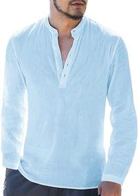 img 4 attached to JEKAOYI Cotton Henley Shirts: Stylish and Comfortable Men's Clothing for Every Occasion