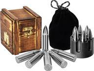 🥃 6pcs x-large wooden gift set whiskey bullet stones - reusable stainless steel ice cubes, metal bourbon rocks - perfect for thanksgiving & christmas stocking stuffers logo