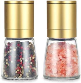 img 4 attached to 🌶️ Golden Vucchini Pepper Salt Grinder Mill - Adjustable Coarseness Ceramic Spice Grinder Shaker - Refillable Pepper Grinders for Home Kitchen Gifts