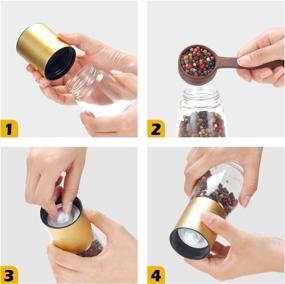 img 3 attached to 🌶️ Golden Vucchini Pepper Salt Grinder Mill - Adjustable Coarseness Ceramic Spice Grinder Shaker - Refillable Pepper Grinders for Home Kitchen Gifts