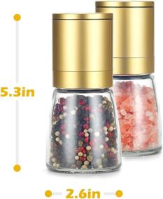 img 2 attached to 🌶️ Golden Vucchini Pepper Salt Grinder Mill - Adjustable Coarseness Ceramic Spice Grinder Shaker - Refillable Pepper Grinders for Home Kitchen Gifts