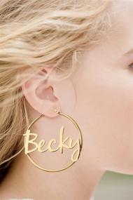 img 3 attached to Custom Gold Name Hoops Earrings for Women - Unique Gifts for Her Birthday, Mother's Day, Thanksgiving, Christmas - 14K Gold Plated Personalized Name Jewelry - Ideal Gifts for Teen Girls