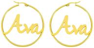 custom gold name hoops earrings for women - unique gifts for her birthday, mother's day, thanksgiving, christmas - 14k gold plated personalized name jewelry - ideal gifts for teen girls logo