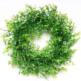 img 3 attached to 🌿 20 Inch Artificial Green Leaf Wreath with 40 LED Lights, Timer, Battery Operated - Ideal for Front Door, Wall, Window, Party Décor