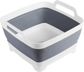 img 4 attached to Convenient 9L Collapsible Dishpan for Easy Dishwashing: Portable Sink with Drain Plug, Foldable Laundry Tub & Camping Dish Washing Tub