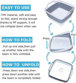 img 2 attached to Convenient 9L Collapsible Dishpan for Easy Dishwashing: Portable Sink with Drain Plug, Foldable Laundry Tub & Camping Dish Washing Tub