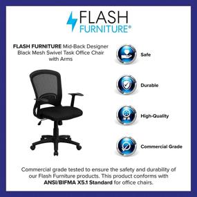 img 1 attached to 💺 Enhance Office Comfort with Flash Furniture Mid-Back Designer Black Mesh Swivel Task Chair - With Arms!