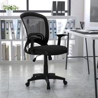 💺 enhance office comfort with flash furniture mid-back designer black mesh swivel task chair - with arms! логотип