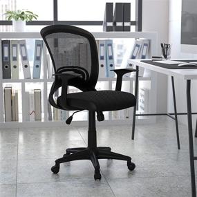 img 4 attached to 💺 Enhance Office Comfort with Flash Furniture Mid-Back Designer Black Mesh Swivel Task Chair - With Arms!