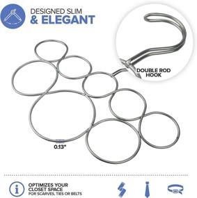 img 2 attached to 👗 Maximize Closet Space with our Scarf Hanger Organizer Holder - 8 Snagless Satin Chrome Rings by EXULTIMATES
