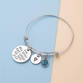 img 1 attached to LiuAnan She Believed She Could So She Did: Birthstone Charm Stainless Steel Cuff Bracelet - Expandable Bangle for Empowerment