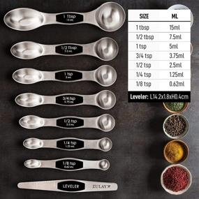 img 2 attached to 🥄 Zulay Kitchen Stackable Magnetic Spoons Set of 7 - Dual Sided Measuring Spoons for Dry and Liquid Ingredients - Fits In Spice Jars - Stainless Steel Magnetic Spoons (Black)