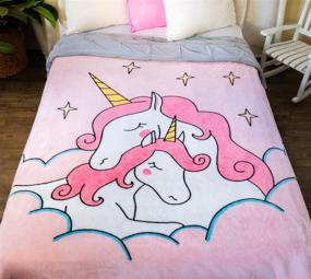 img 4 attached to 🦄 Soft and Fuzzy Unicorn Throw Blanket for Girls, Toddlers - Buzz Buzz LLC Pink Kids Blankets, Plush Flannel Fleece – Large (50"x60"), Comfy, Cozy, Cute and Cuddly, Unicorns