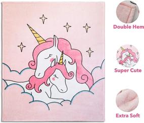 img 2 attached to 🦄 Soft and Fuzzy Unicorn Throw Blanket for Girls, Toddlers - Buzz Buzz LLC Pink Kids Blankets, Plush Flannel Fleece – Large (50"x60"), Comfy, Cozy, Cute and Cuddly, Unicorns