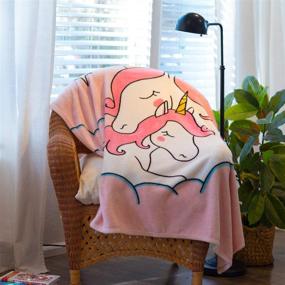 img 3 attached to 🦄 Soft and Fuzzy Unicorn Throw Blanket for Girls, Toddlers - Buzz Buzz LLC Pink Kids Blankets, Plush Flannel Fleece – Large (50"x60"), Comfy, Cozy, Cute and Cuddly, Unicorns