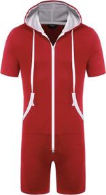 img 2 attached to 👕 COOFANDY Men's Hooded Tracksuit Zipper Jumpsuit with Short Sleeves, Casual Contrast Color Comfy Playsuit Shorts