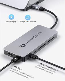 img 1 attached to NOV8Tech USB C Hub, 11-in-1 USB Multiport Adapter for M1 MacBook Pro Air, Windows Laptop, and Other Type C Devices - 4K HDMI, 100W USB-C Power Delivery PD, Micro SD, Dual SD, 2 USB 3.0, 3 USB 2.0