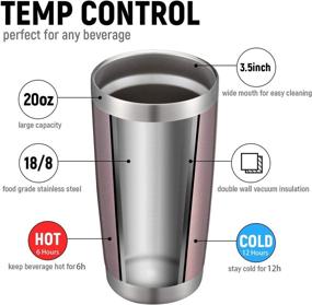 img 3 attached to 🌹 COMOOO 20oz Double Wall Vacuum Insulated Travel Mug, Stainless Steel Tumbler with Lid and Straw, Durable Powder Coated Insulated Coffee Cup for Cold & Hot Beverages (Rose Gold, 1 Pack)