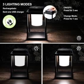 img 3 attached to 💡 BRIMMEL LED Portable Table Lamp: Versatile, Waterproof, Cordless with USB Port for Outdoor and Nightstand Use - 35W 3000K Lantern, Hand Light in Aluminum, Black